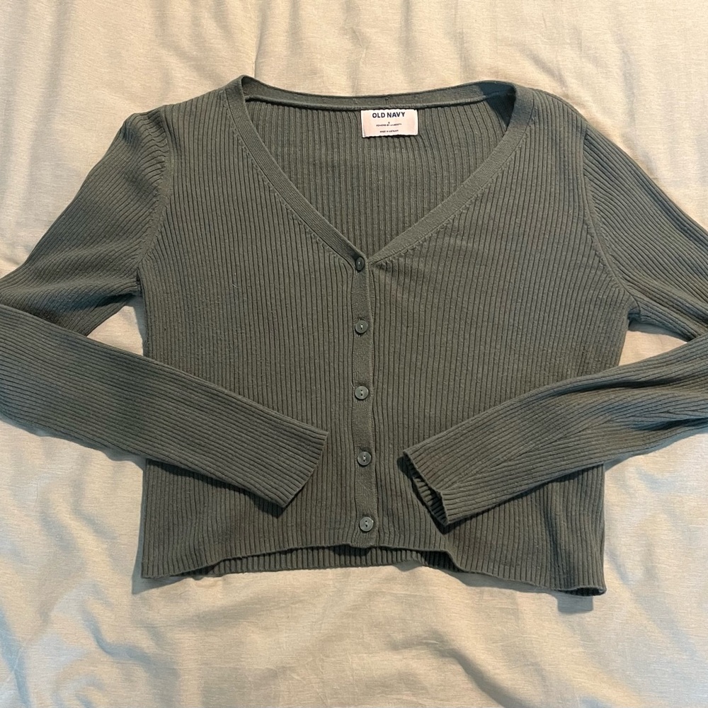 Old Navy Sage Green Cropped Sweater Small